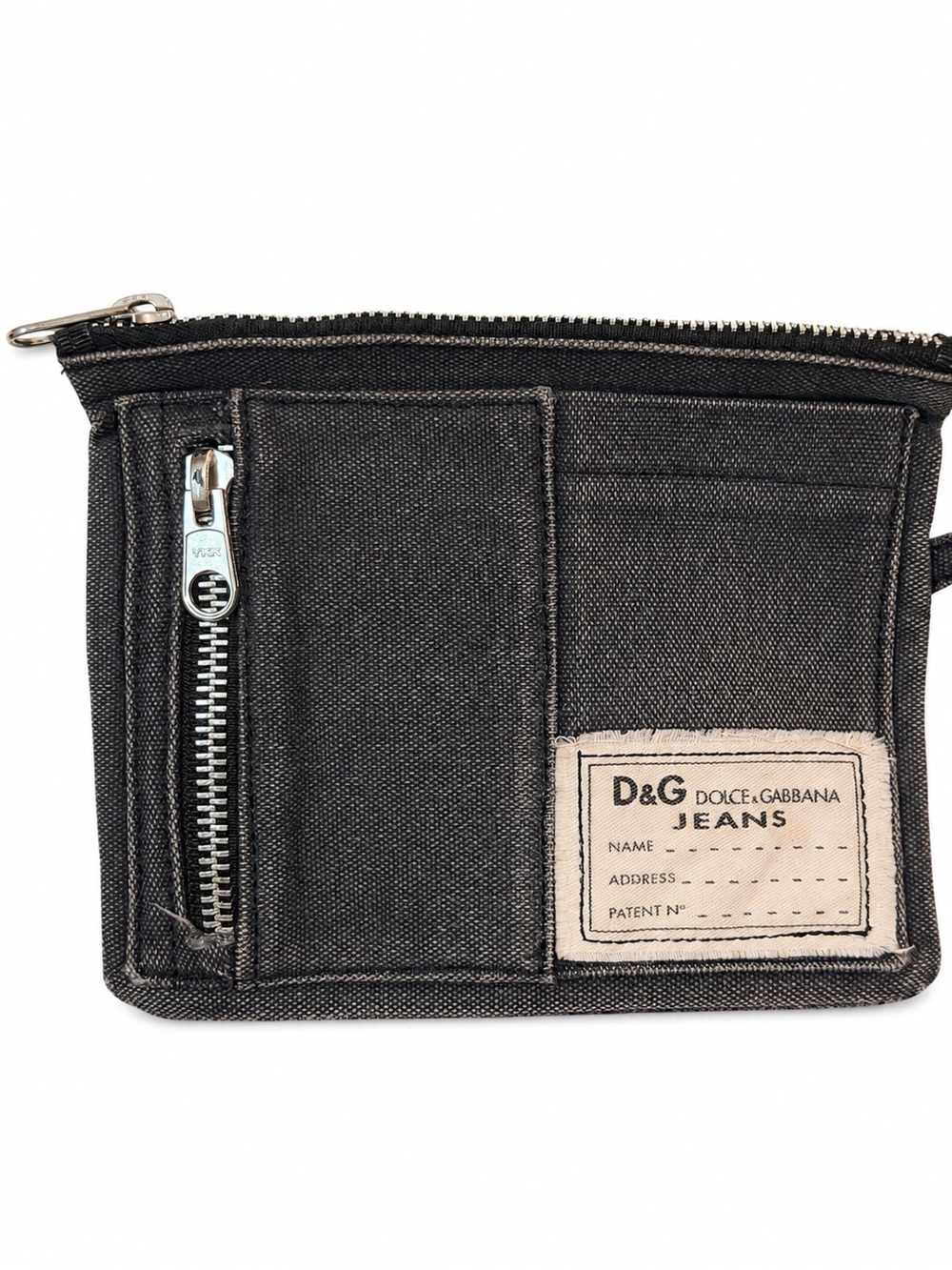 Dolce & Gabbana Black Denim Card Wallet with Branded Patch